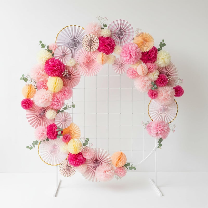 PapaKit Deluxe Origami Large Wall Decoration Set (Assorted Paper Fans & Pom-poms) Birthday Party Baby Shower Wedding Event Decor | Creative Art Design (Sparking Pink Rose Blush, Deluxe 26 Piece Set) - Image 2
